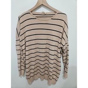 Ninexis Tan Black Striped Long Sleeve Oversized Sweater CWOSWL067 ML